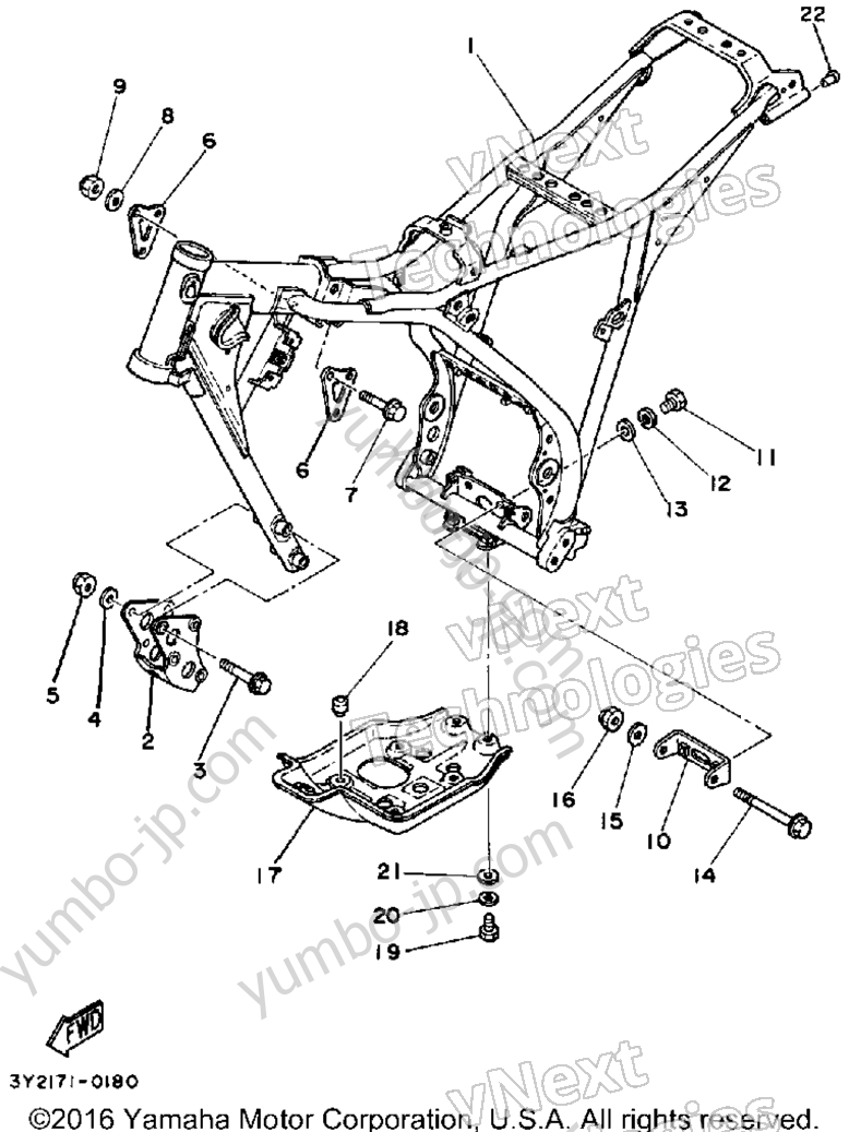 FRAME для мотоциклов YAMAHA XT250 (XT250G_198) 1980 г.