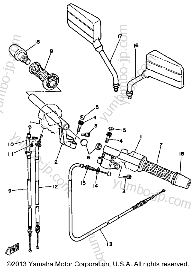 Handlebar Cable for motorcycles YAMAHA SRX250T 1987 year