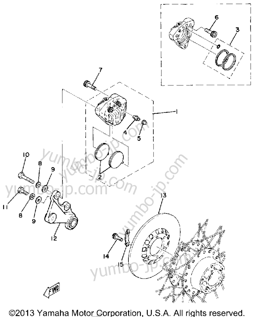 REAR BRAKE CALIPER для мотоциклов YAMAHA TZ250G 1980 г.