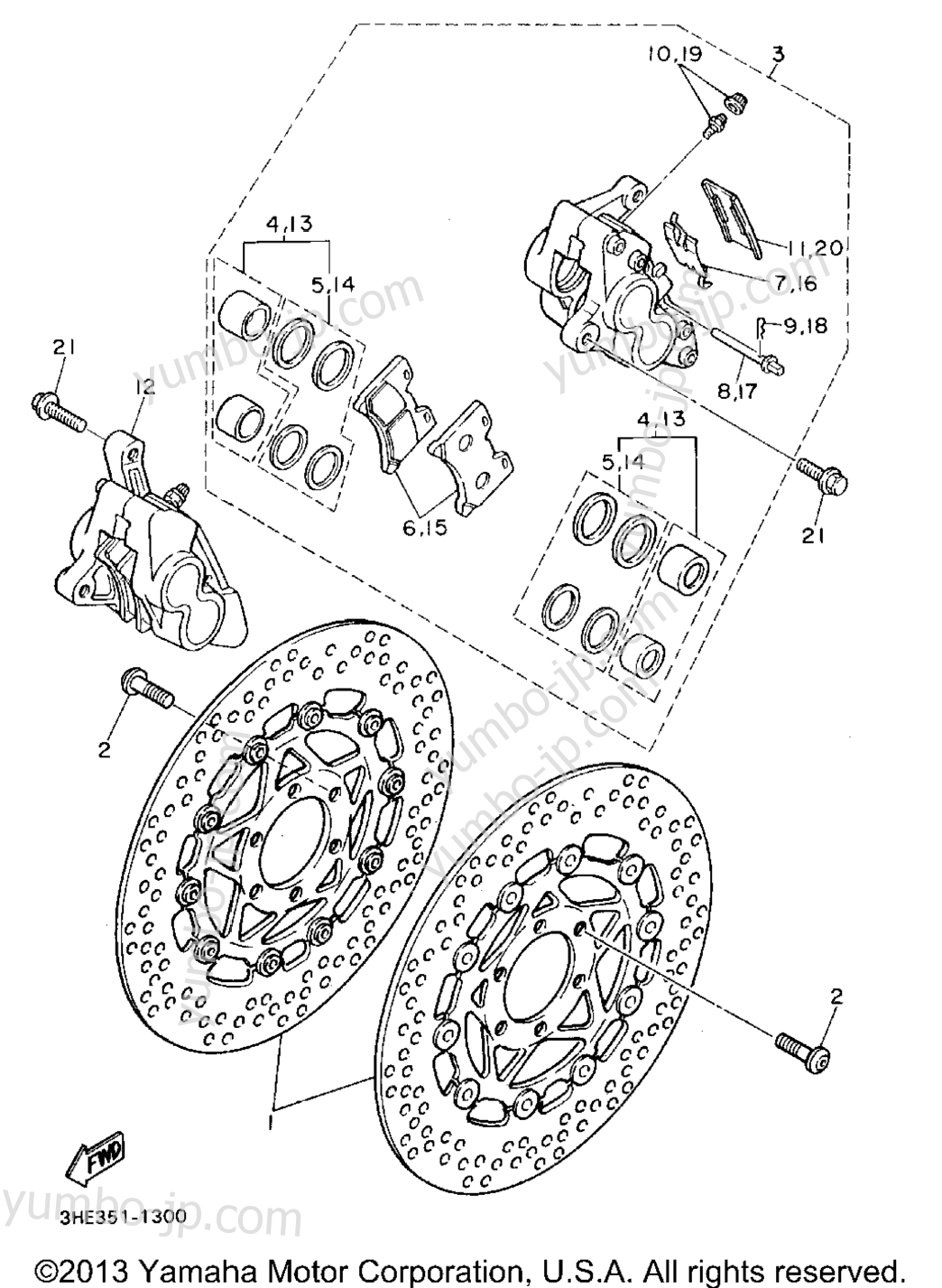 FRONT BRAKE CALIPER для мотоциклов YAMAHA FZR600RF 1994 г.