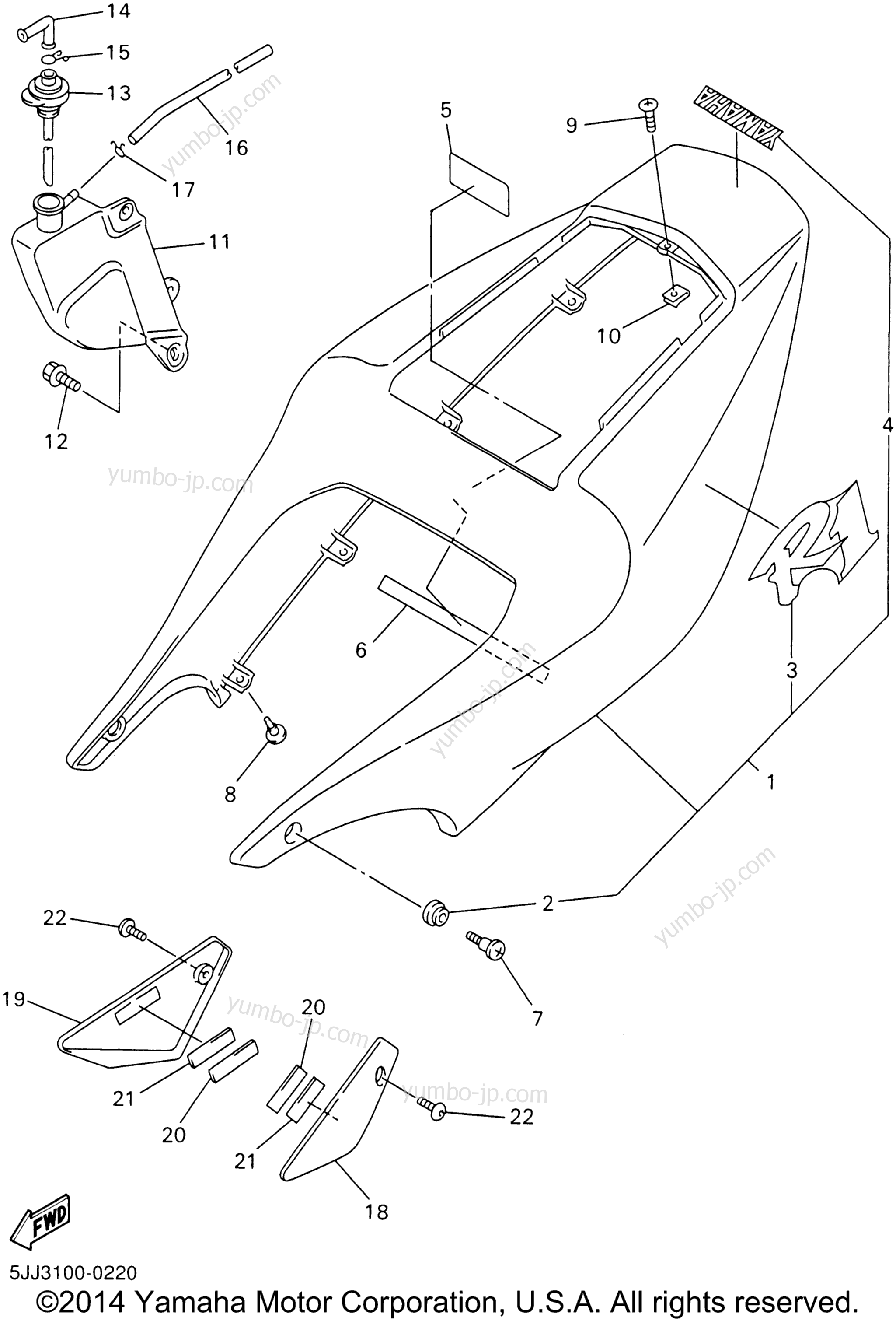 SIDE COVER for motorcycles YAMAHA YZF-R1 (YZFR1SNC) CA 2001 year