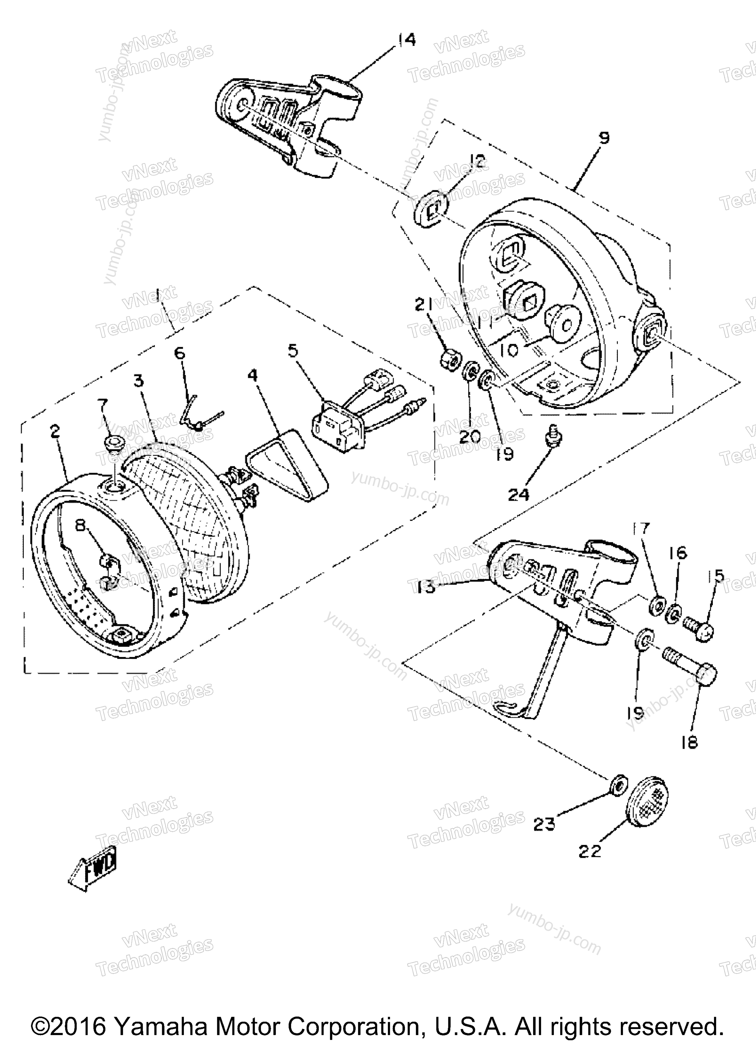 HEADLIGHT для мотоциклов YAMAHA XT250 (XT250G_198) 1980 г.