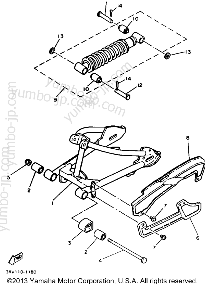 Swing Arm - Rear Shocks для мотоциклов YAMAHA Y-ZINGER (PW80B) 1991 г.