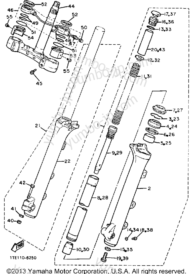 FRONT FORK для мотоциклов YAMAHA VIRAGO 1100 (XV1100U) 1988 г.