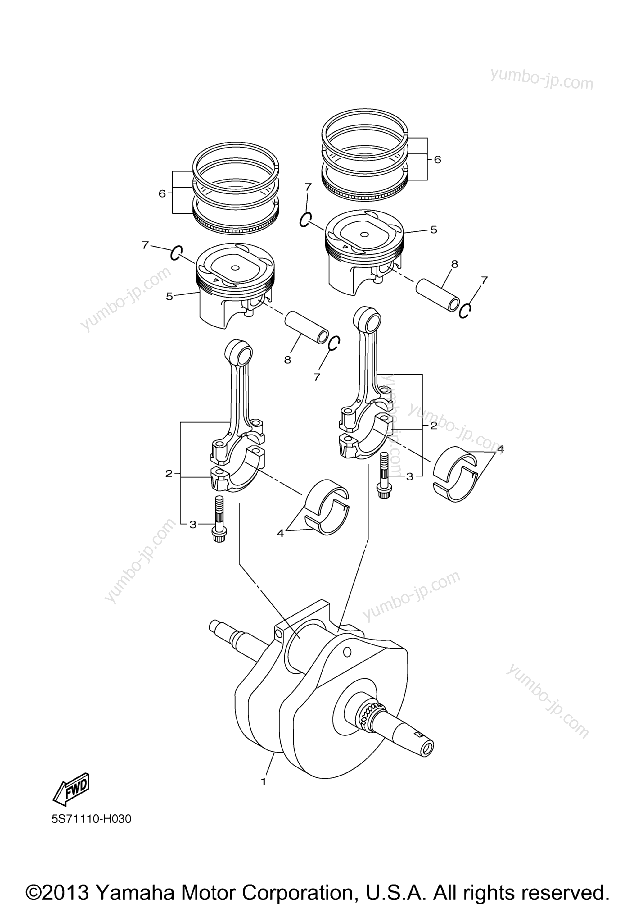 CRANKSHAFT PISTON for motorcycles YAMAHA V STAR 950 (XVS95ER) 2014 year