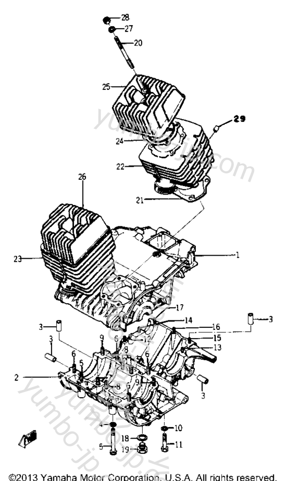 CRANKCASE for motorcycles YAMAHA YR1 1967 year