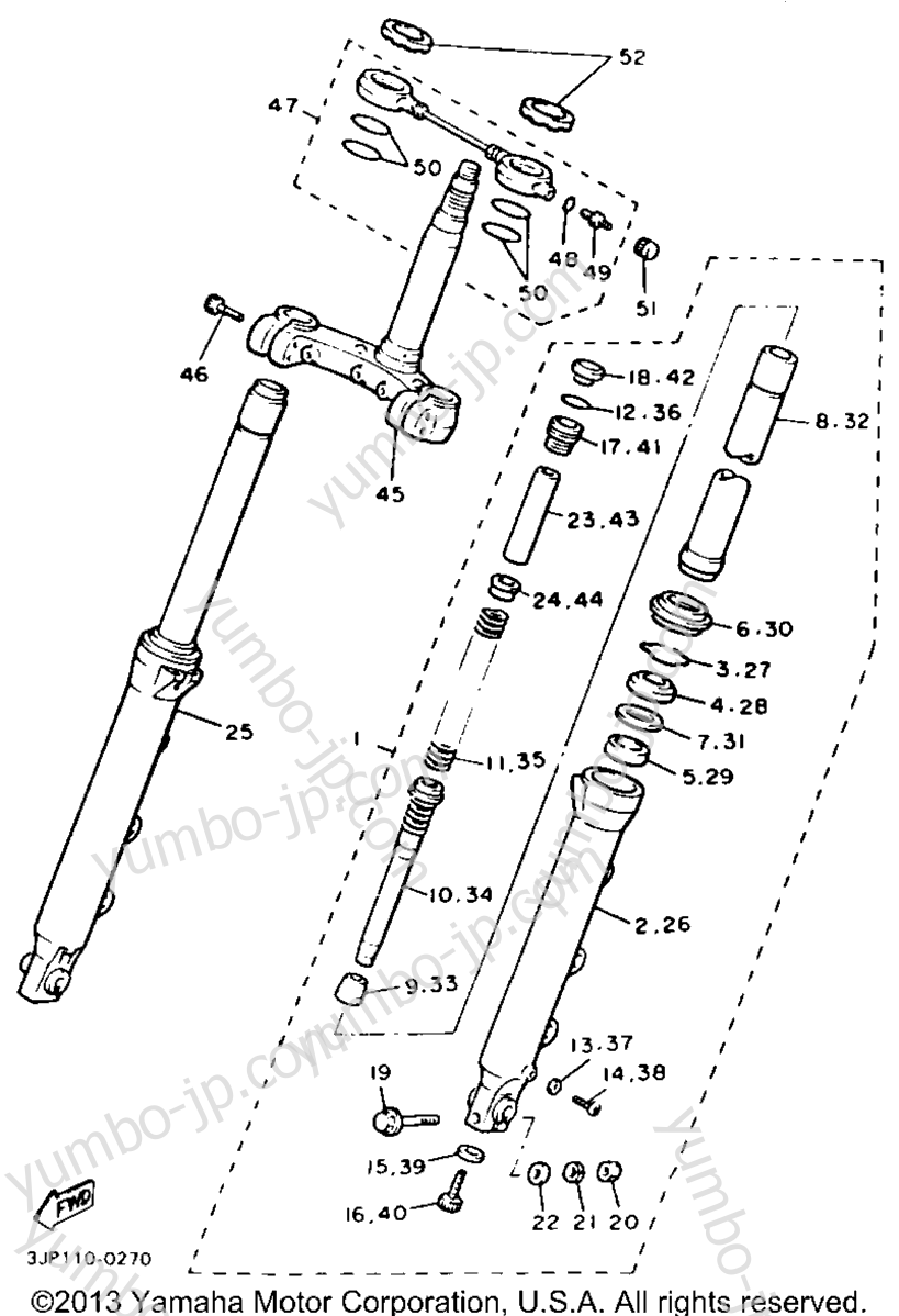 FRONT FORK для мотоциклов YAMAHA V-MAX 1200 (VMX12A) 1990 г.