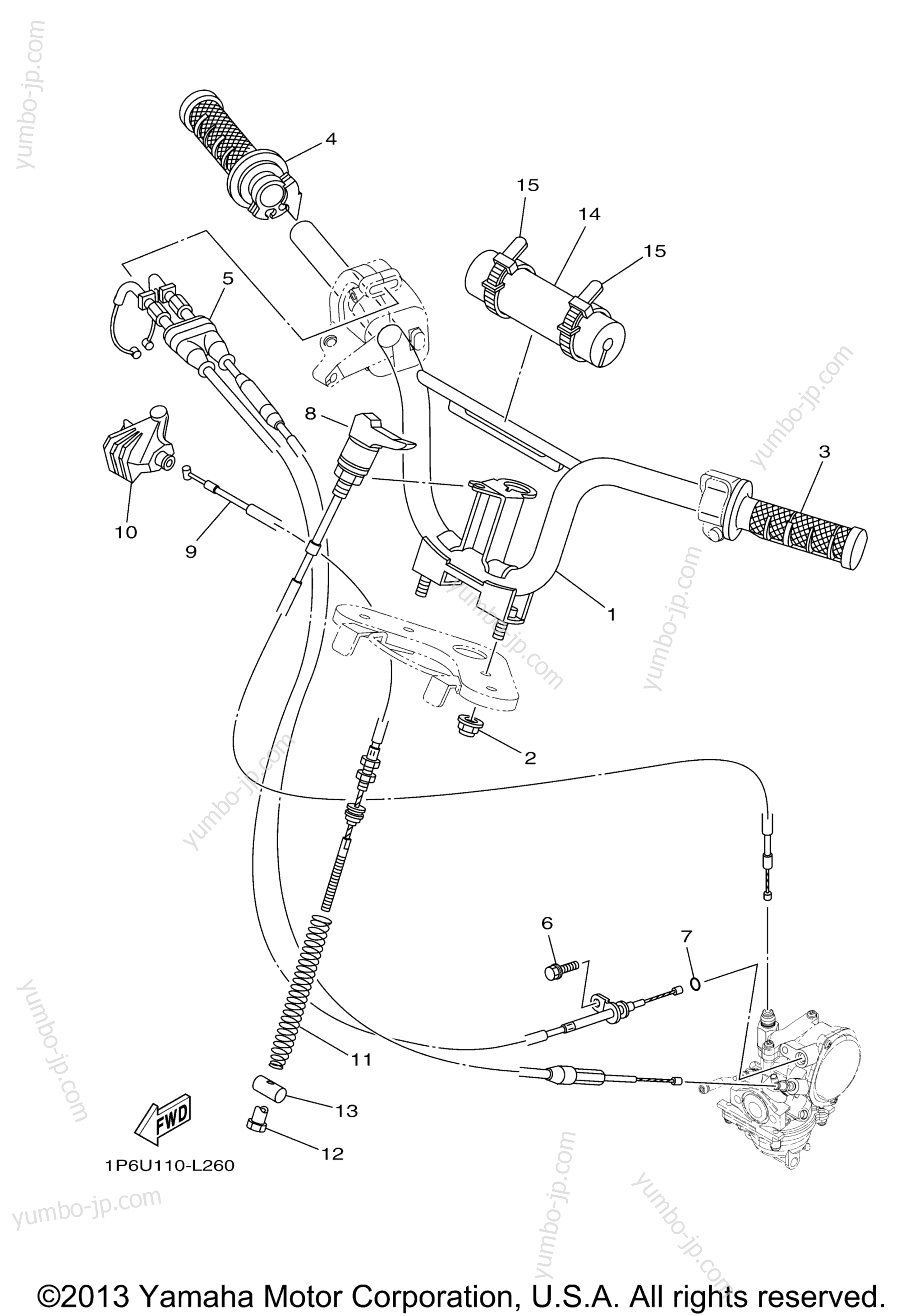 Steering Handle Cable для мотоциклов YAMAHA TTR50E (TTR50ED) 2013 г.