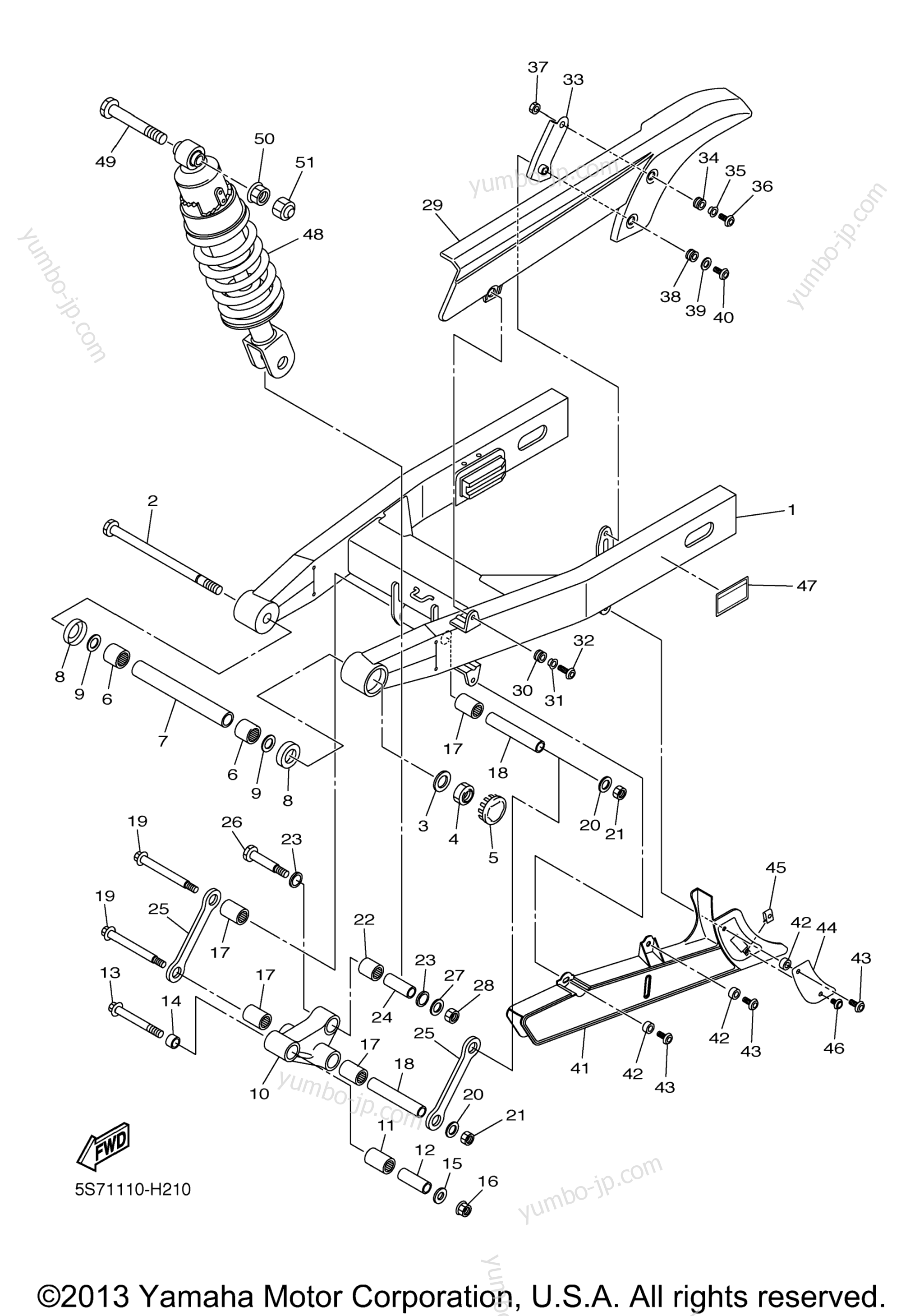 Rear Arm Suspension для мотоциклов YAMAHA V STAR 950 (XVS95YCB) CA 2009 г.