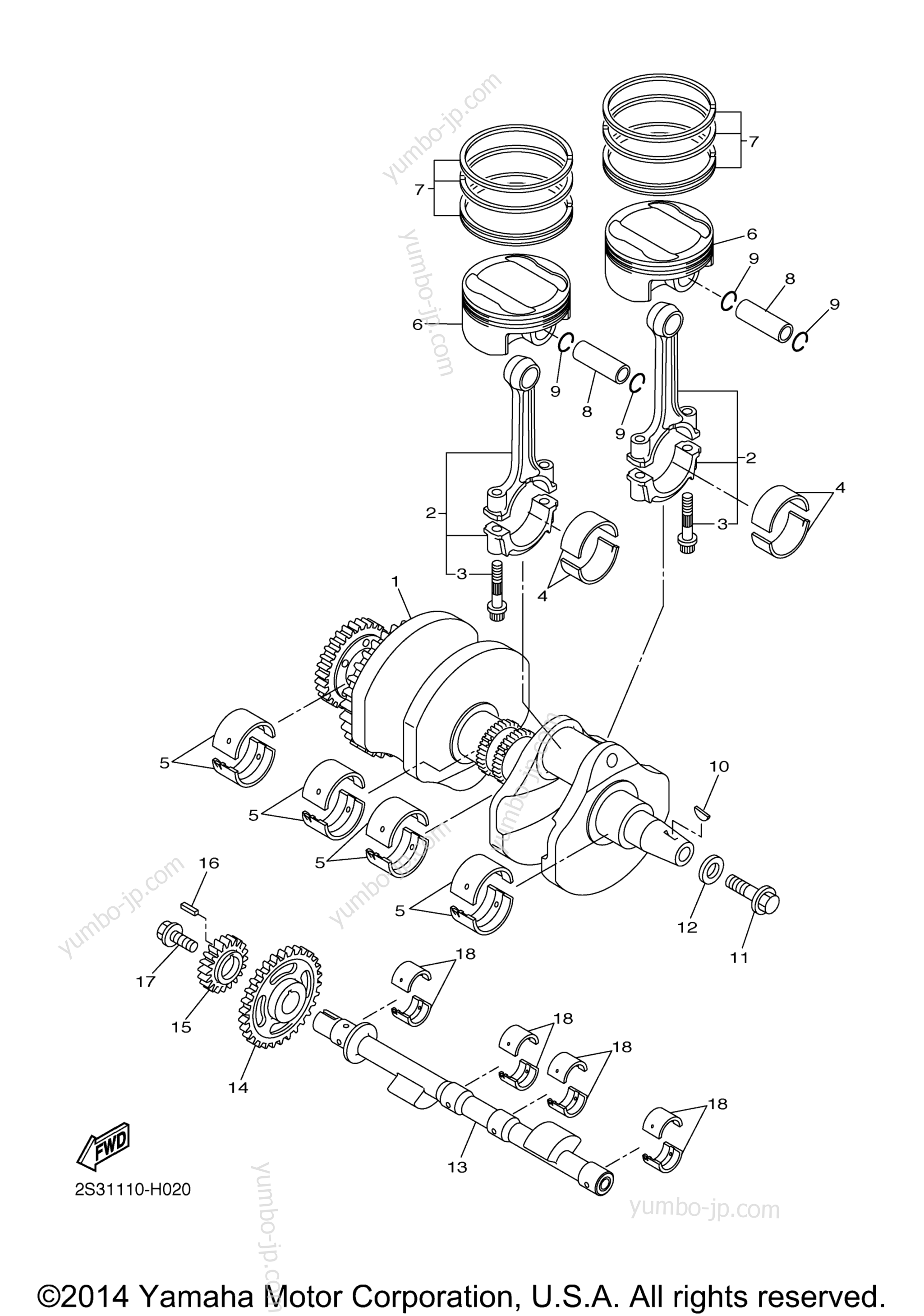 CRANKSHAFT PISTON for motorcycles YAMAHA V MAX (VMX17YCB) CA 2009 year