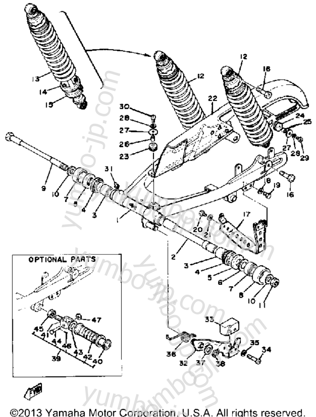 Swing Arm - Rear Shocks для мотоциклов YAMAHA XT500E 1978 г.