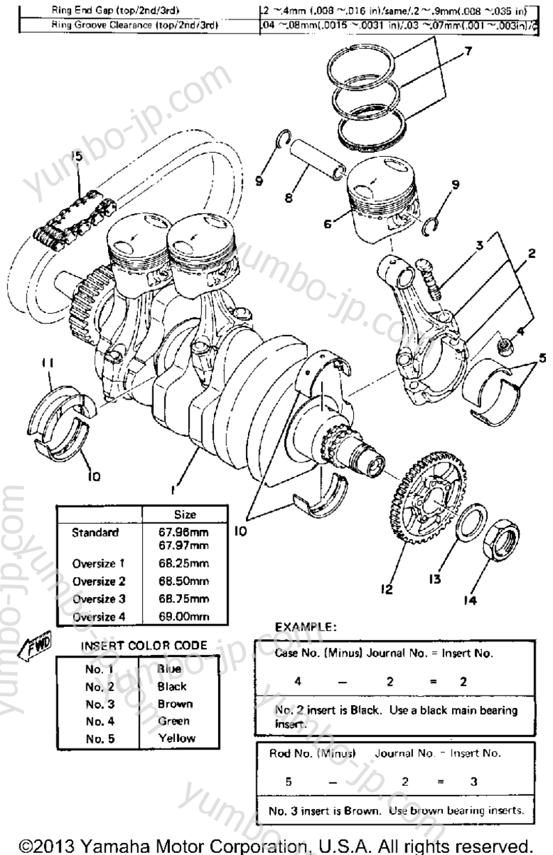 Crank - Piston для мотоциклов YAMAHA XS750D 1977 г.