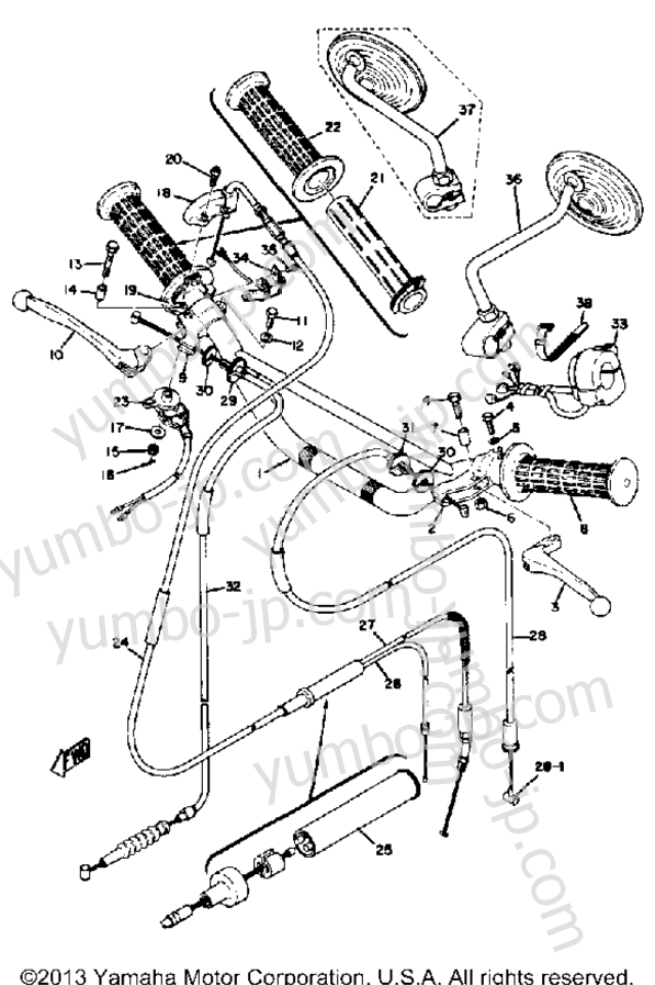 Handle Wire для мотоциклов YAMAHA AT3_CT3 (CT2) 1972 г.