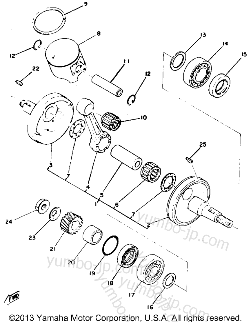 Crank - Piston for motorcycles YAMAHA YZ175C 1976 year