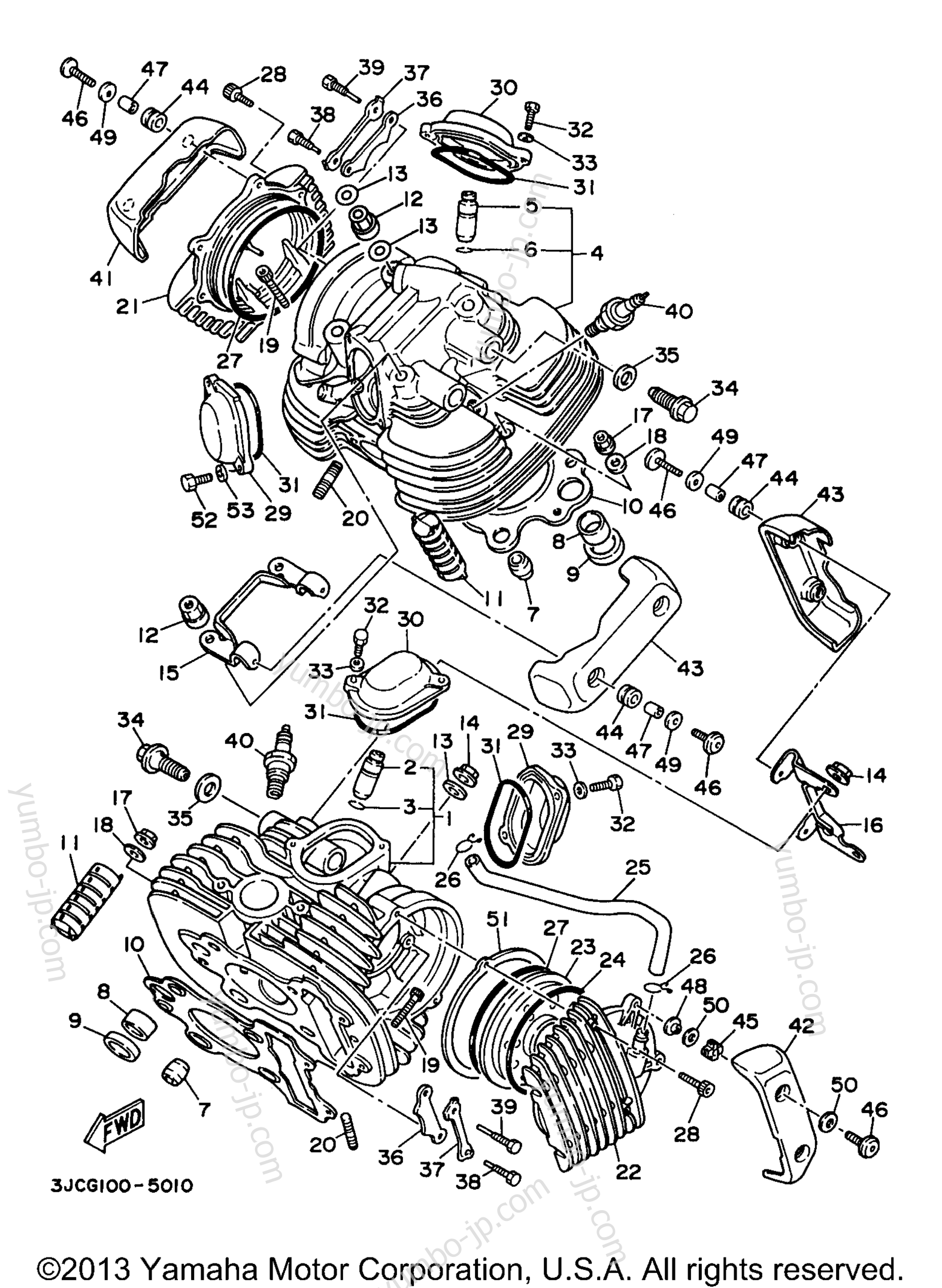 Головка блока цилиндров для мотоциклов YAMAHA VIRAGO 535 (XV535K) 1998 г.