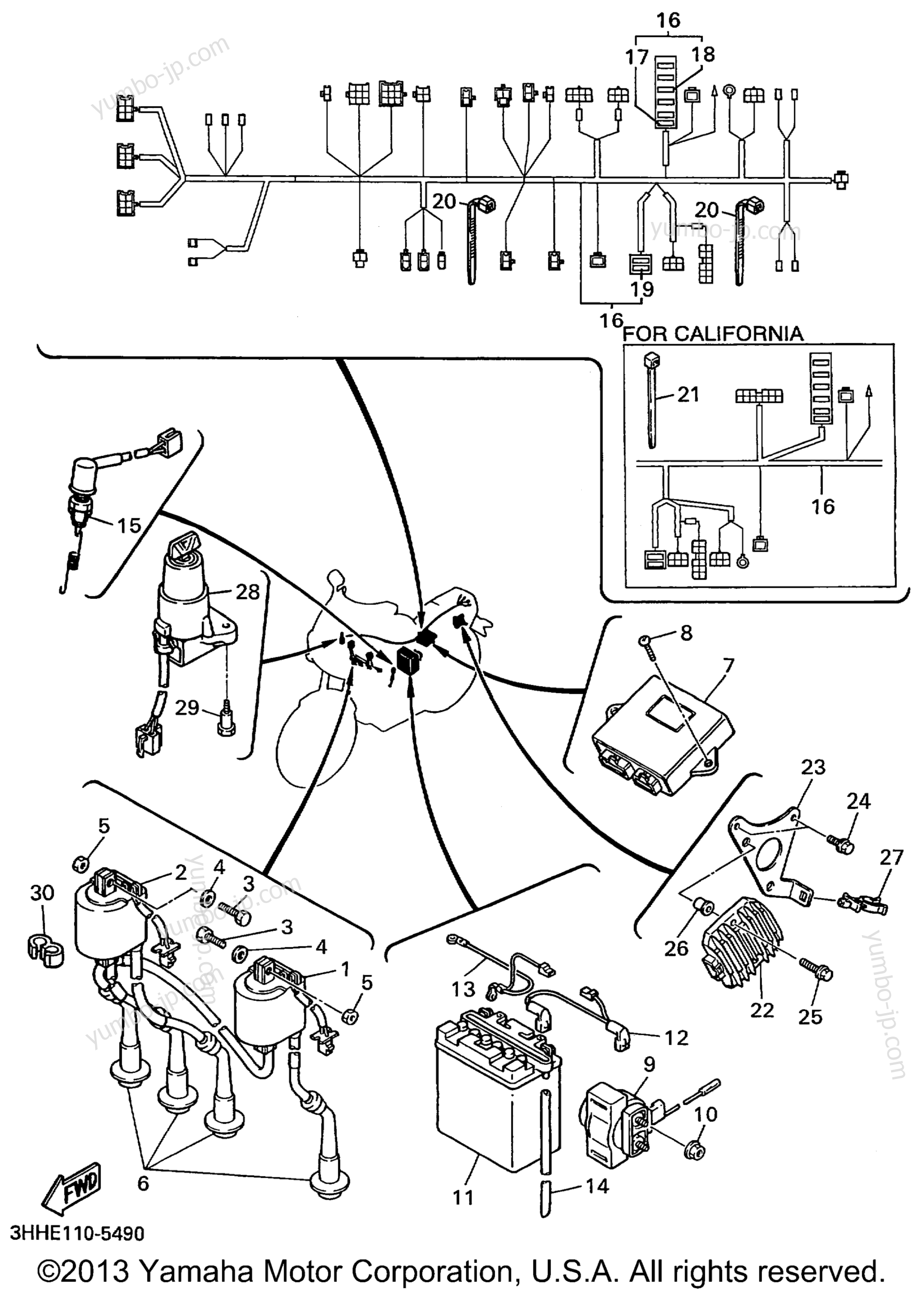 Electrical 1 for motorcycles YAMAHA FZR600RL 1999 year