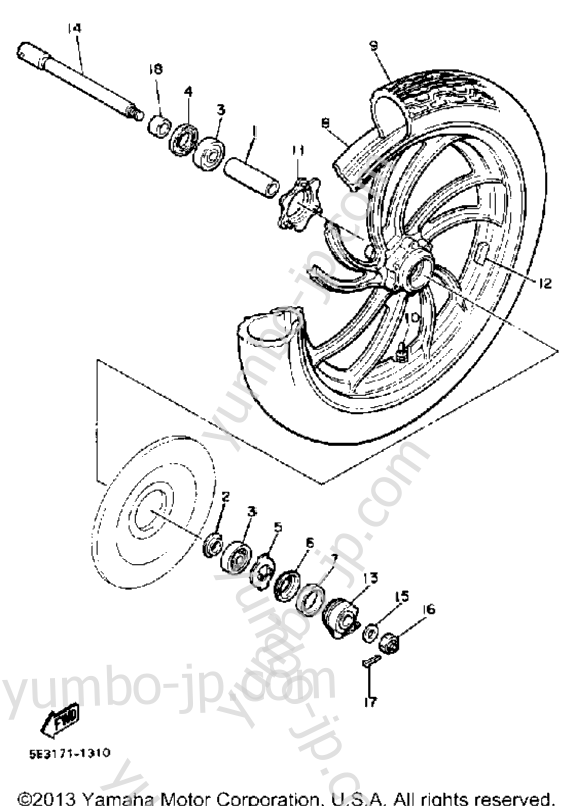 FRONT WHEEL для мотоциклов YAMAHA VIRAGO 750 (XV750K) 1983 г.