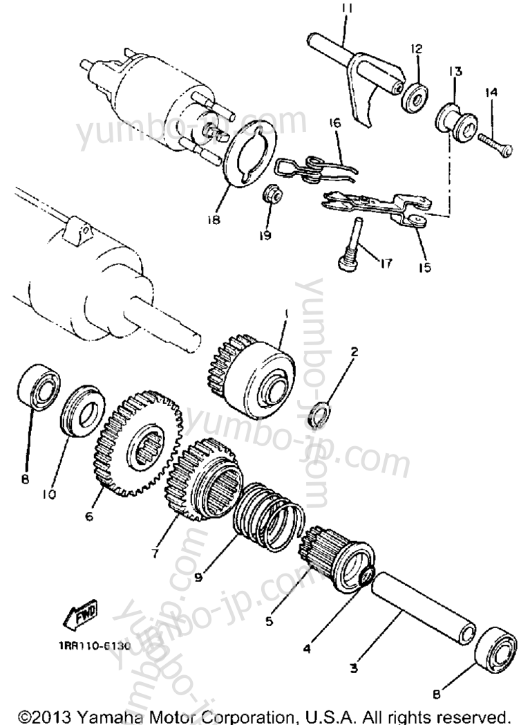 STARTER CLUTCH для мотоциклов YAMAHA VIRAGO 1100 (XV1100U) 1988 г.