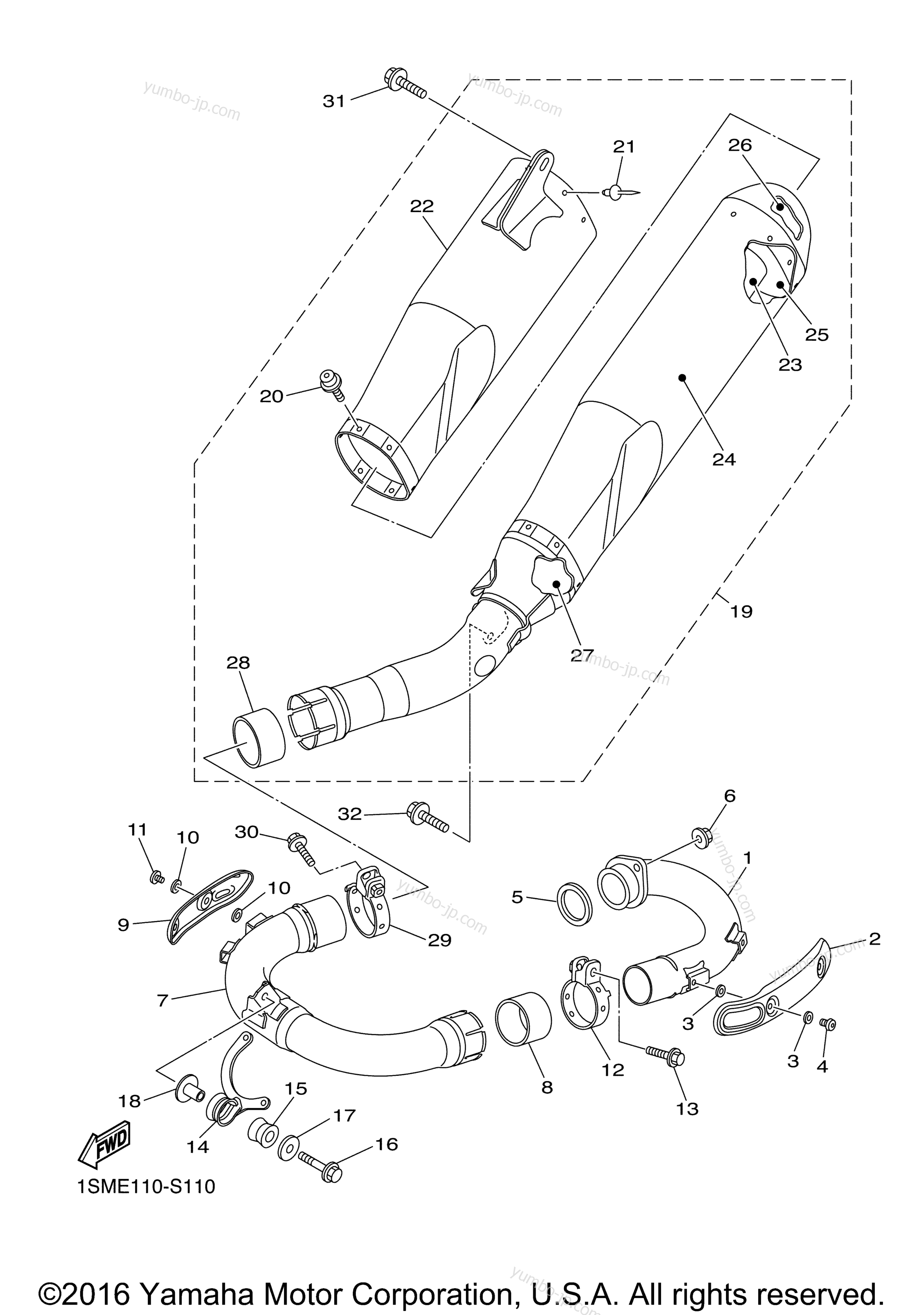 Exhaust for motorcycles YAMAHA YZ250F (YZ250FHW) 2017 year