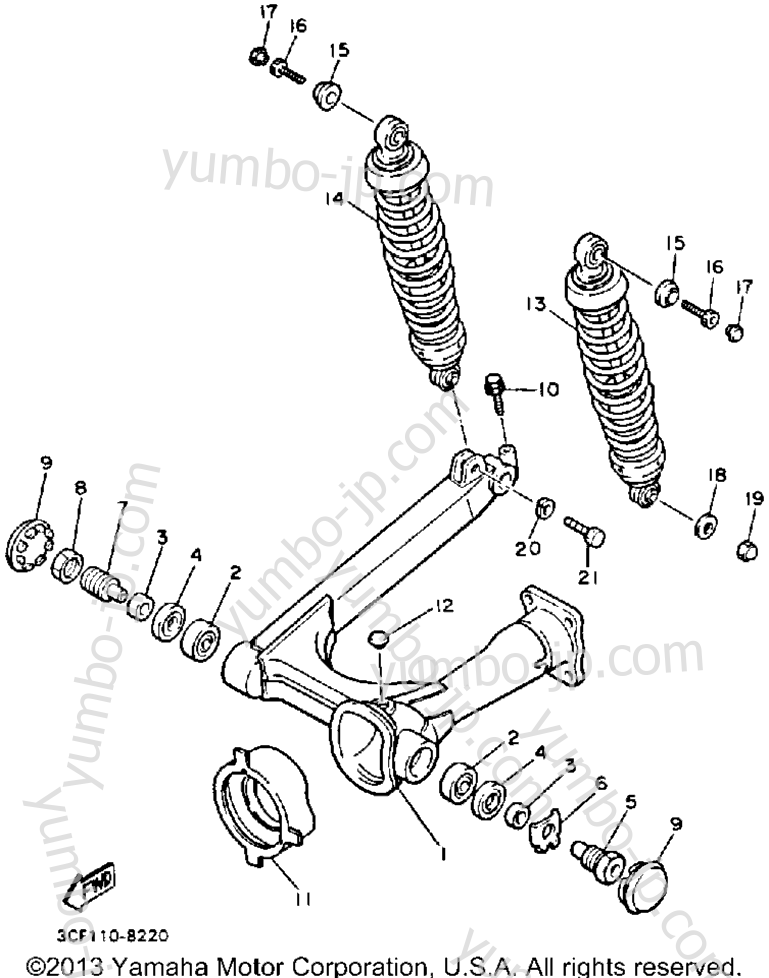 Swing Arm Rear Shocks for motorcycles YAMAHA VIRAGO 1100 (XV1100EC) CA 1993 year