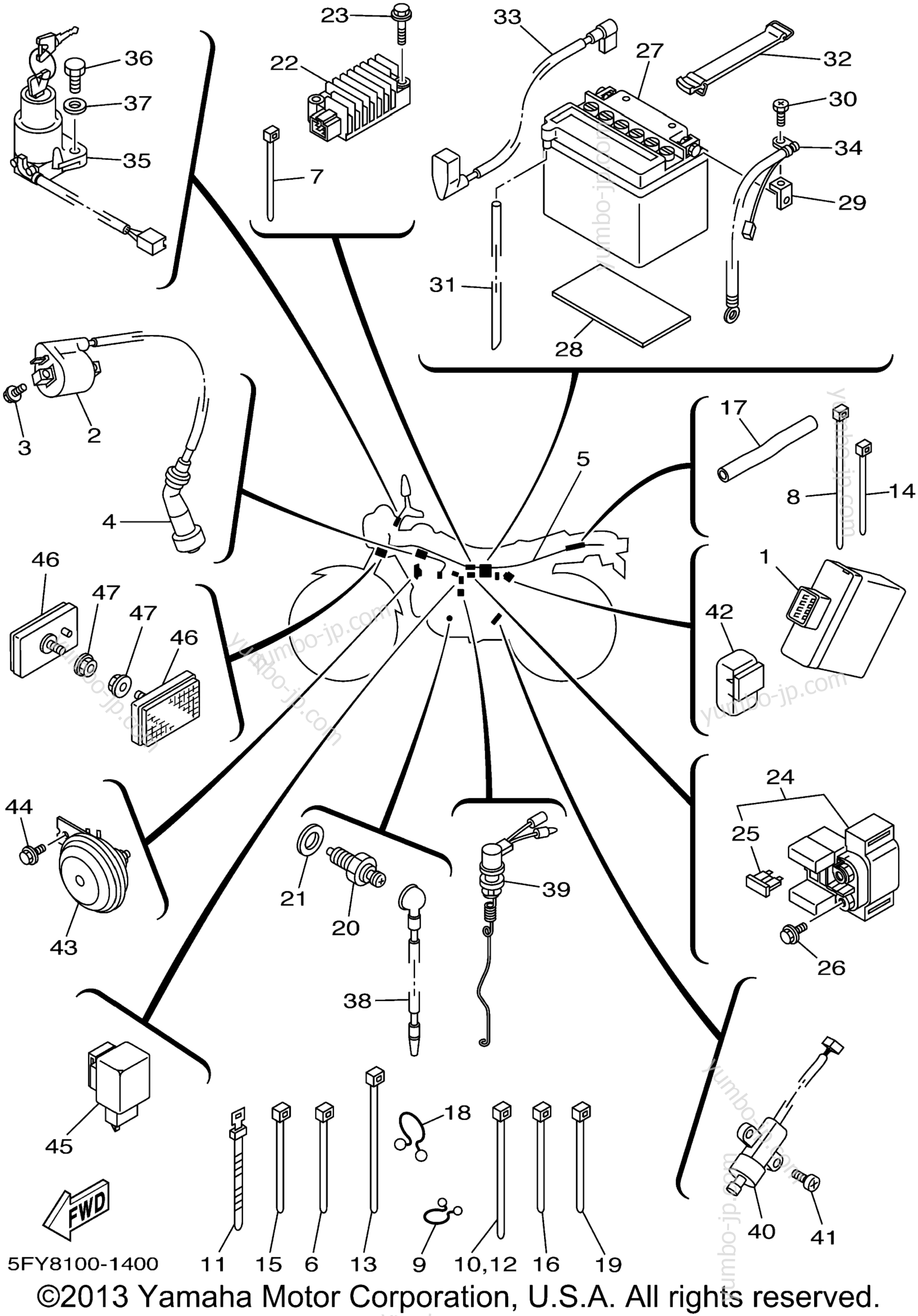 Electrical 1 для мотоциклов YAMAHA TW200 (TW200NC) CA 2001 г.