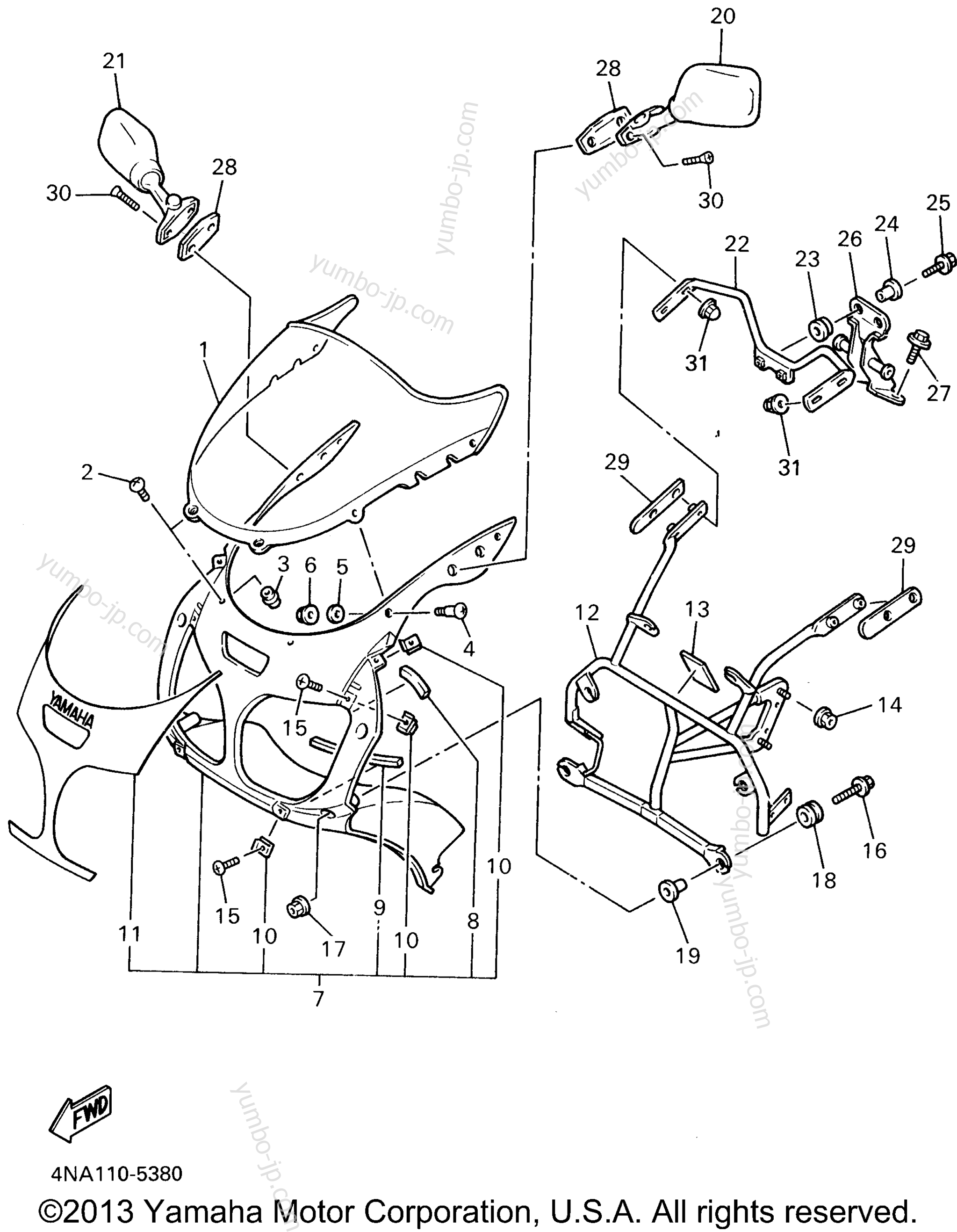 Cowling 1 для мотоциклов YAMAHA YZF600RG 1995 г.