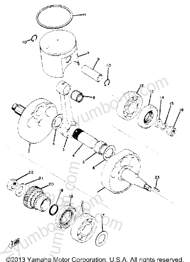 Crank - Piston для мотоциклов YAMAHA SC500 1973 г.