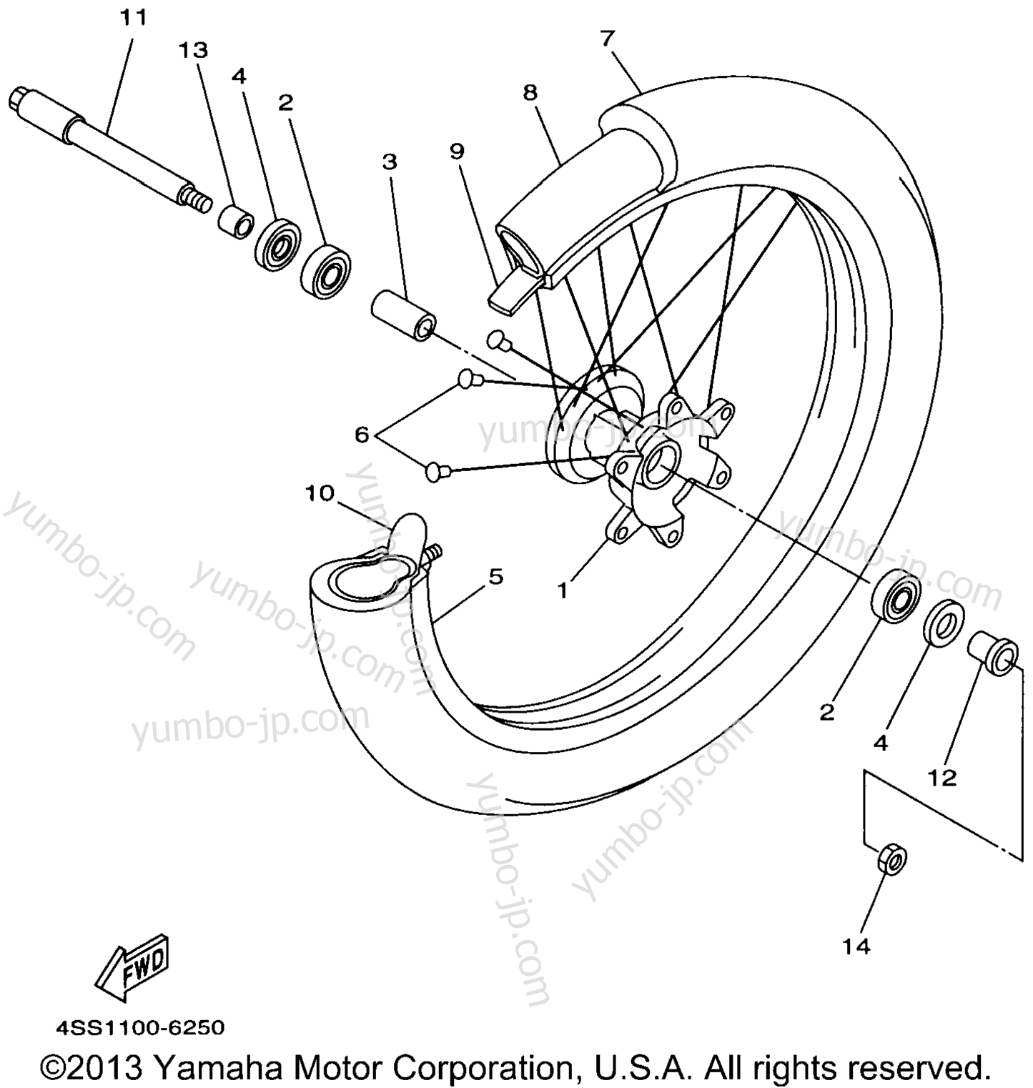 FRONT WHEEL for motorcycles YAMAHA YZ125 (YZ125J1) 1997 year