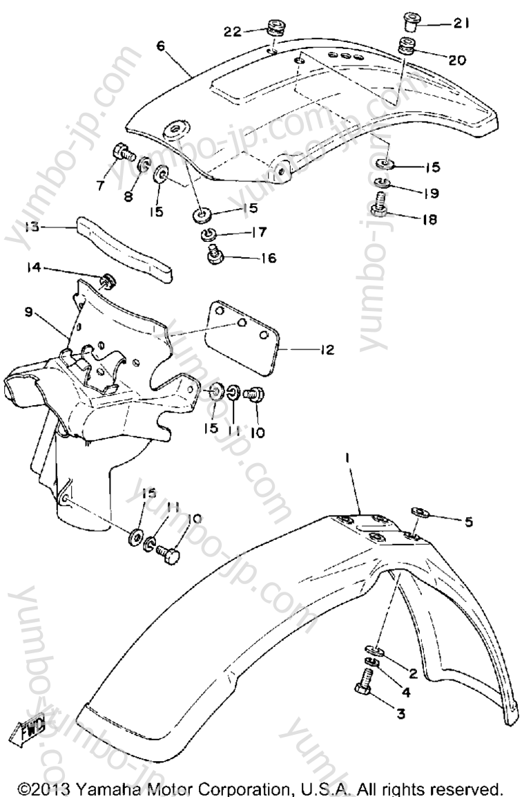 Front Fender - Rear Fender для мотоциклов YAMAHA IT425G 1980 г.