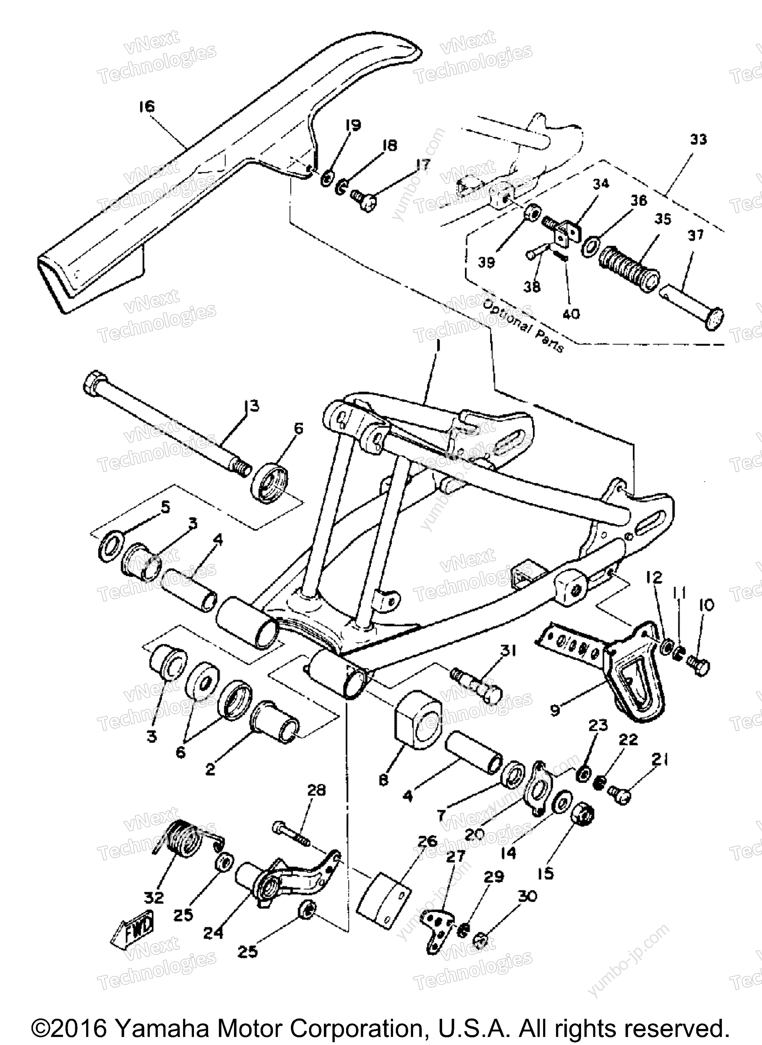 Swing Arm для мотоциклов YAMAHA XT250 (XT250G_198) 1980 г.