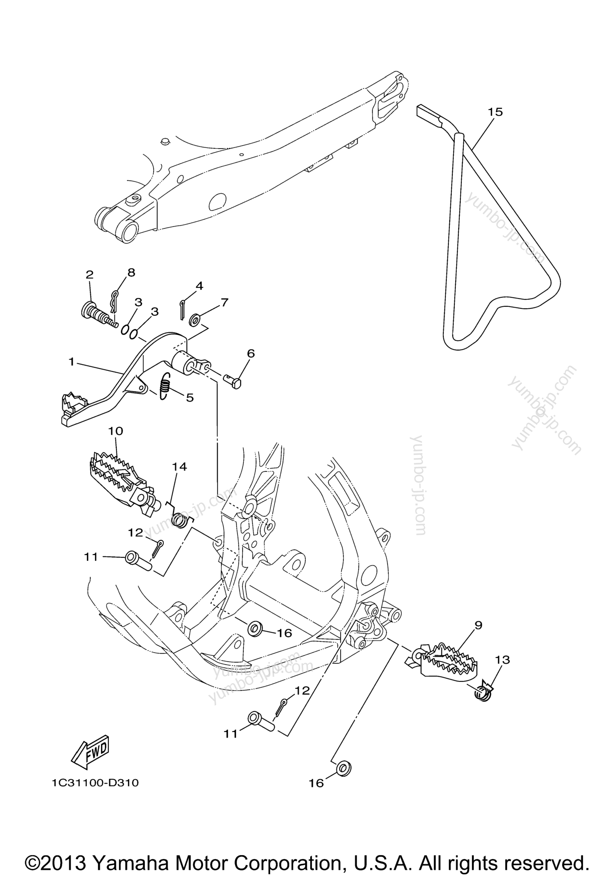 Stand Footrest для мотоциклов YAMAHA YZ250 (YZ250W1) 2007 г.