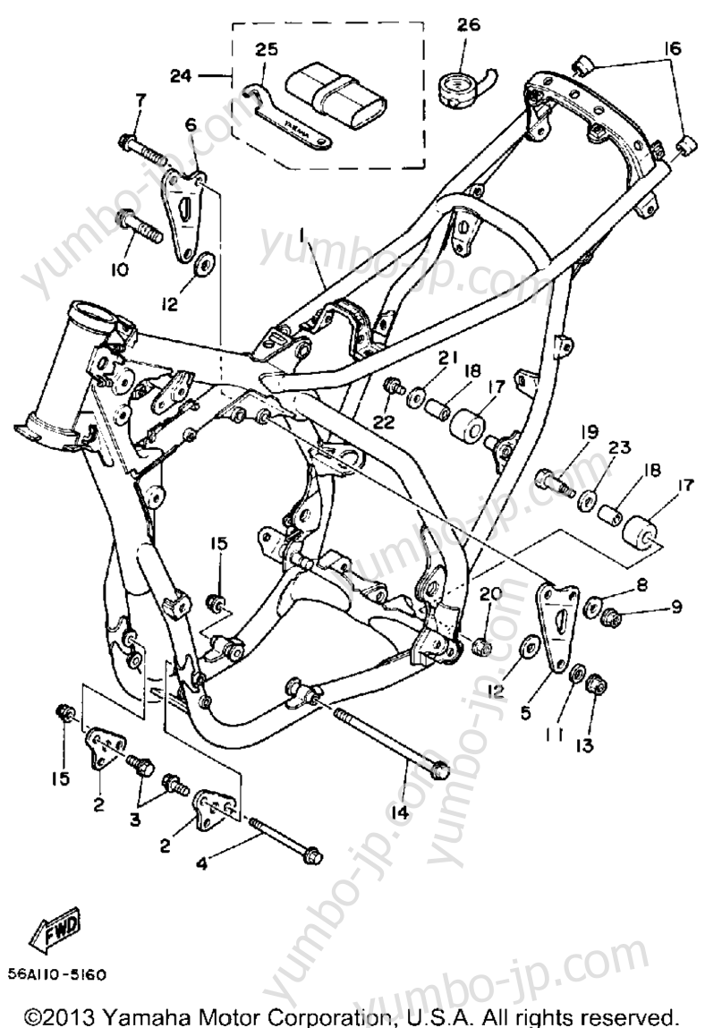FRAME for motorcycles YAMAHA YZ250 (YZ250N) 1985 year