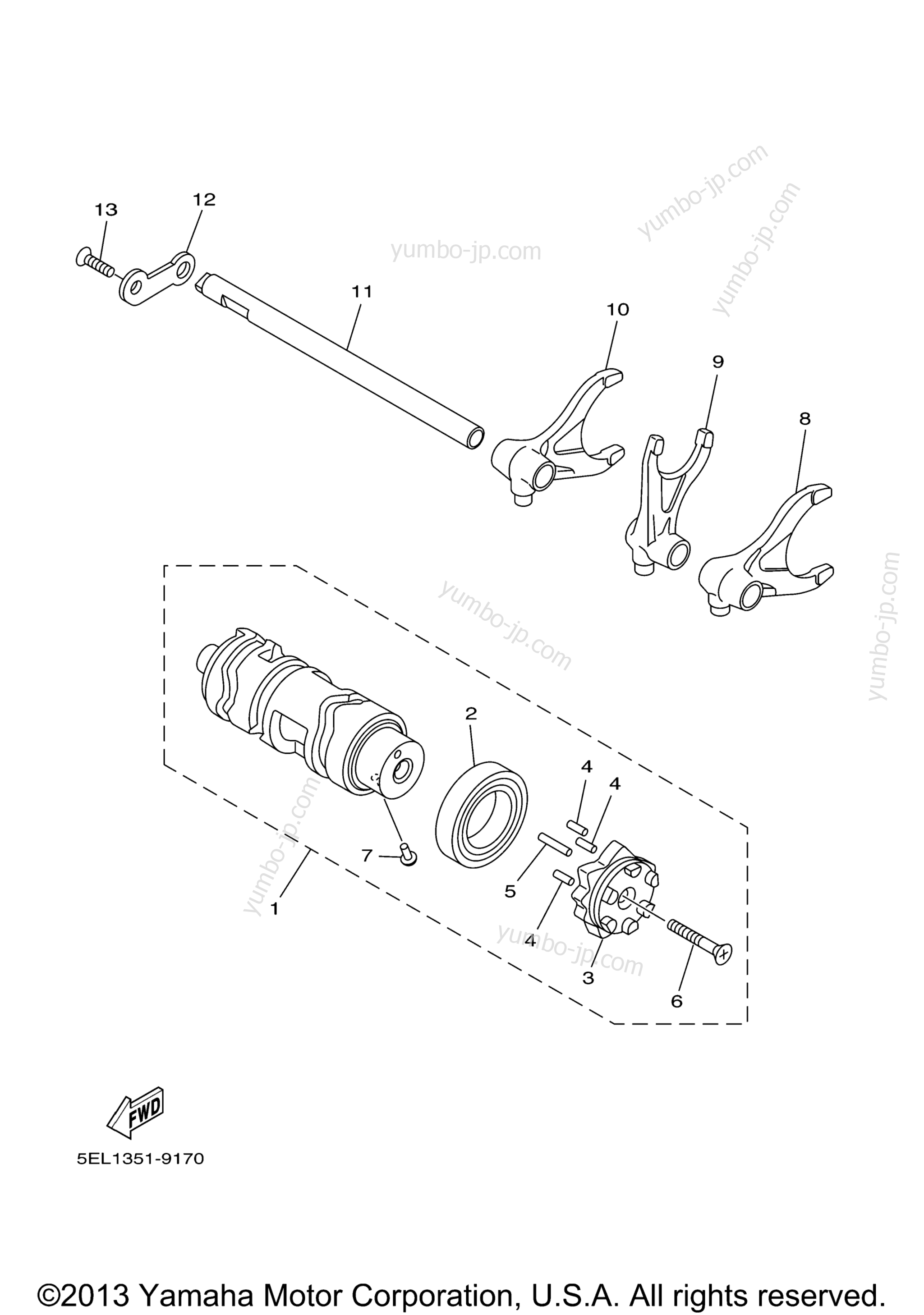 Shift Cam Fork for motorcycles YAMAHA V STAR 1100 SILVERADO (CAST WHEEL) (XVS1100ATR) 2003 year