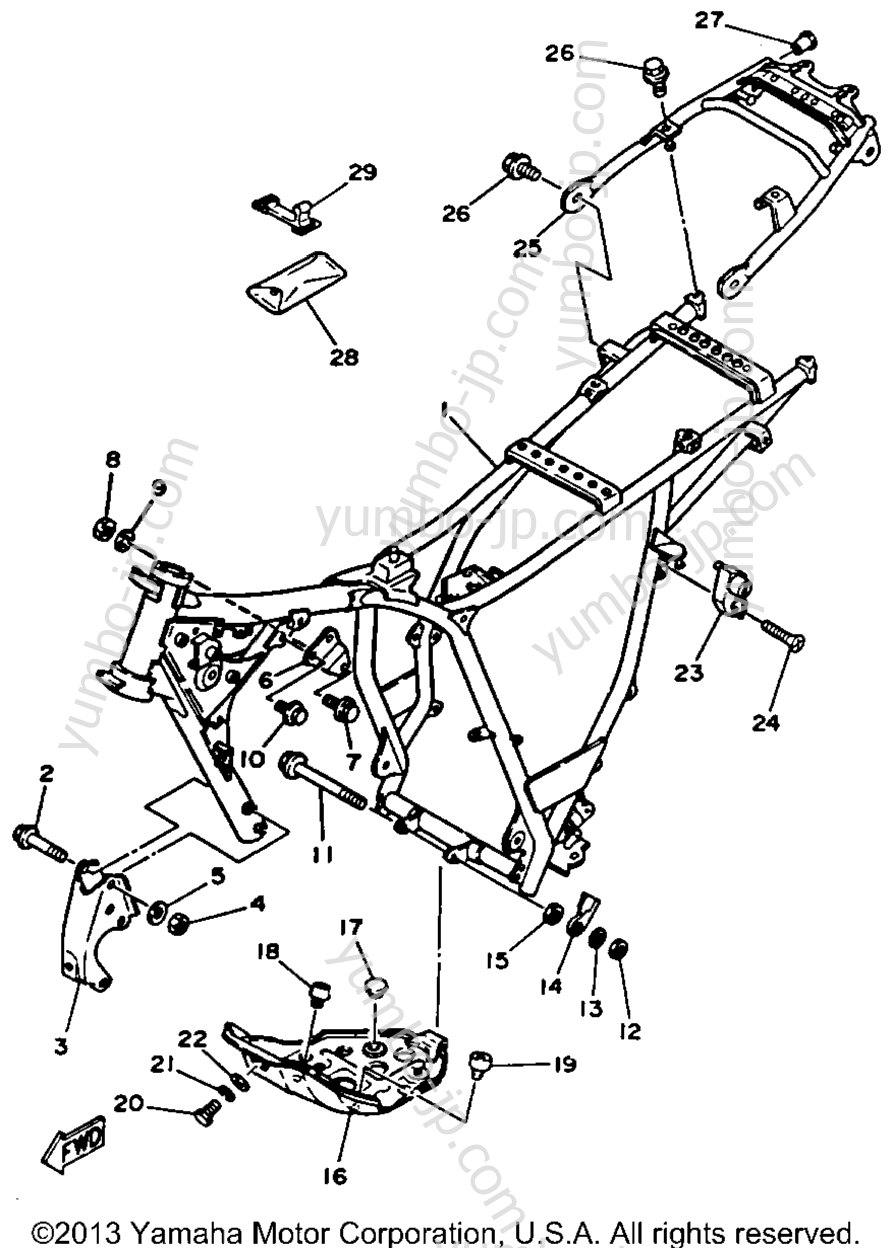 FRAME for motorcycles YAMAHA TRAILWAY (TW200A) 1990 year