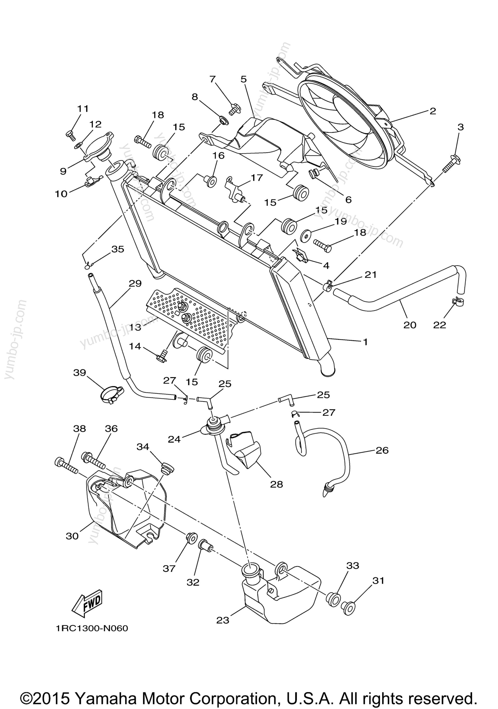 RADIATOR HOSE for motorcycles YAMAHA FZ09 (FZ09GCL) CA 2016 year