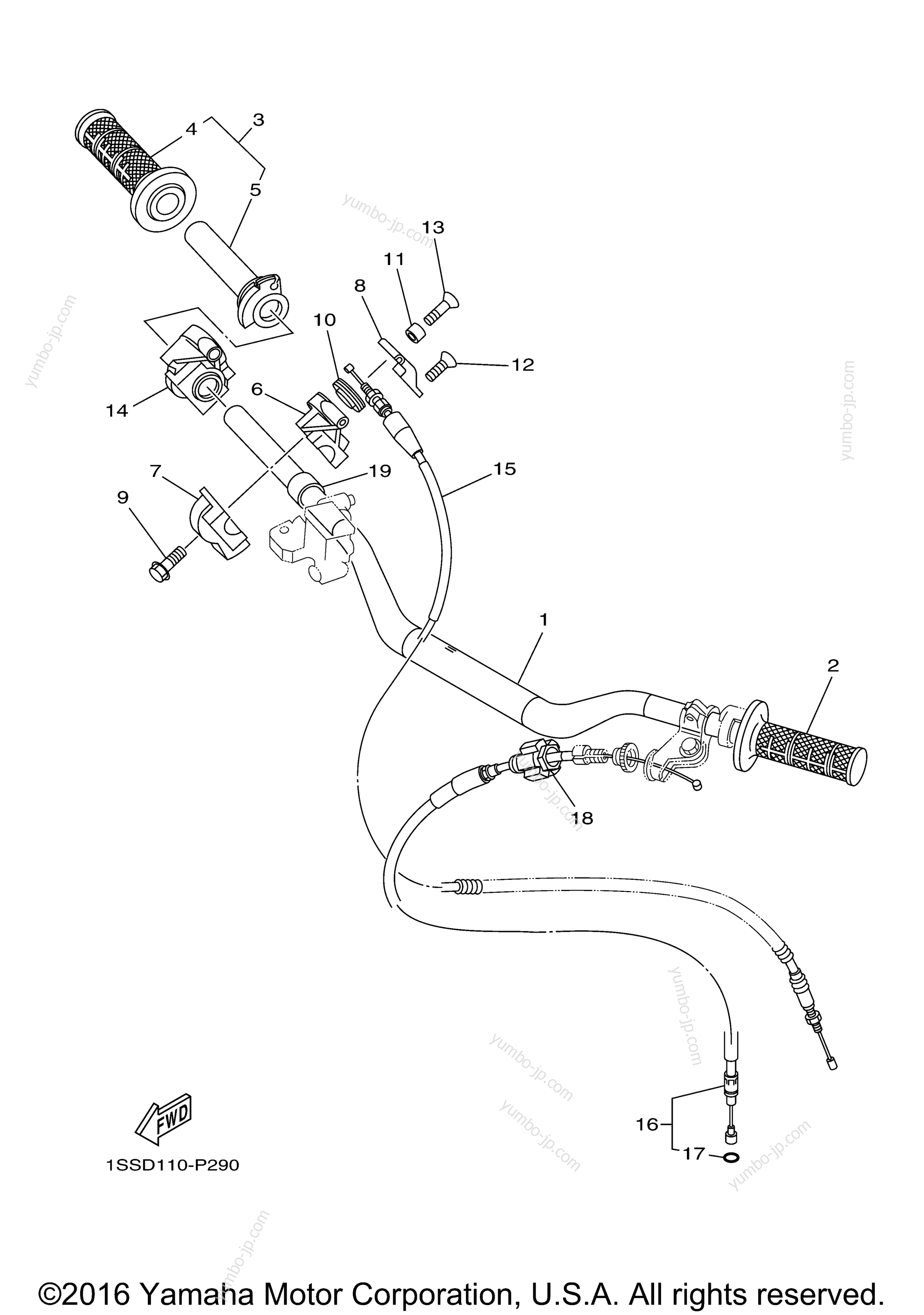 Steering Handle Cable для мотоциклов YAMAHA YZ250 (YZ250F2) 2015 г.
