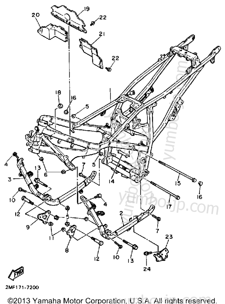 FRAME for motorcycles YAMAHA FZ700T 1987 year