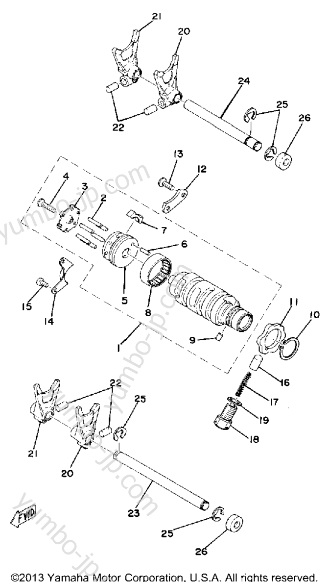 Shift Cam Fork for motorcycles YAMAHA TZ250G 1980 year