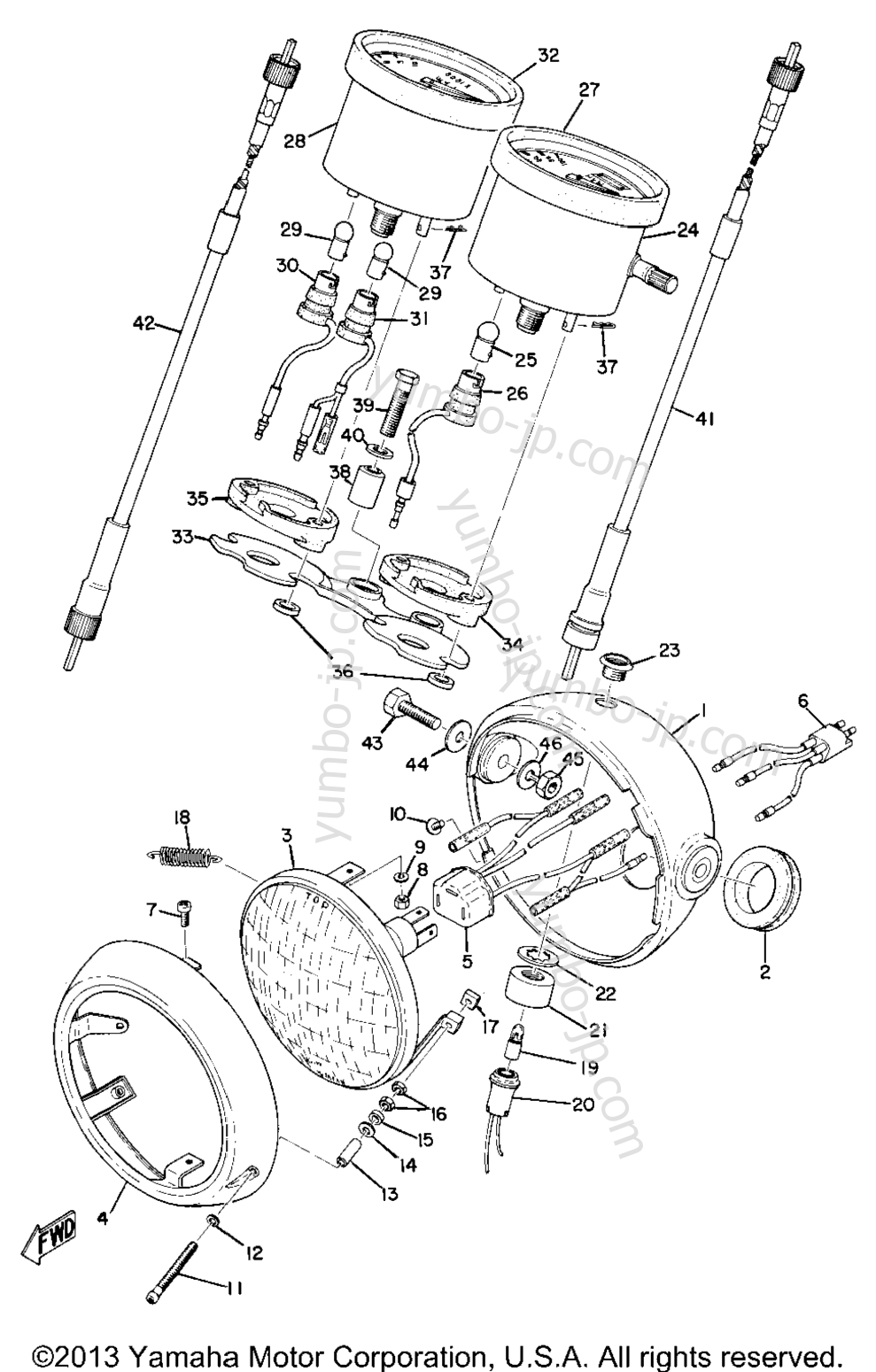 Head Lamp, Speedometer & Tachometer (At1b) for motorcycles YAMAHA CT1B 1970 year