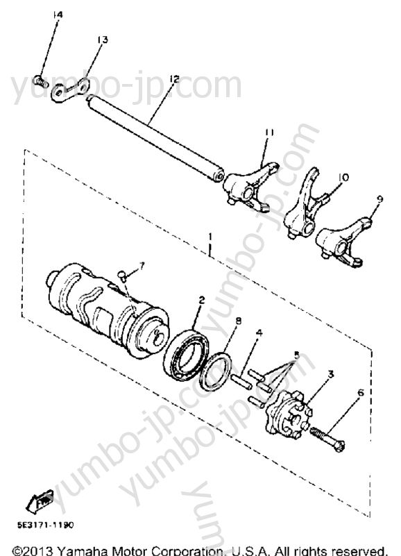 Shift Cam Fork для мотоциклов YAMAHA VIRAGO 750 (XV750K) 1983 г.