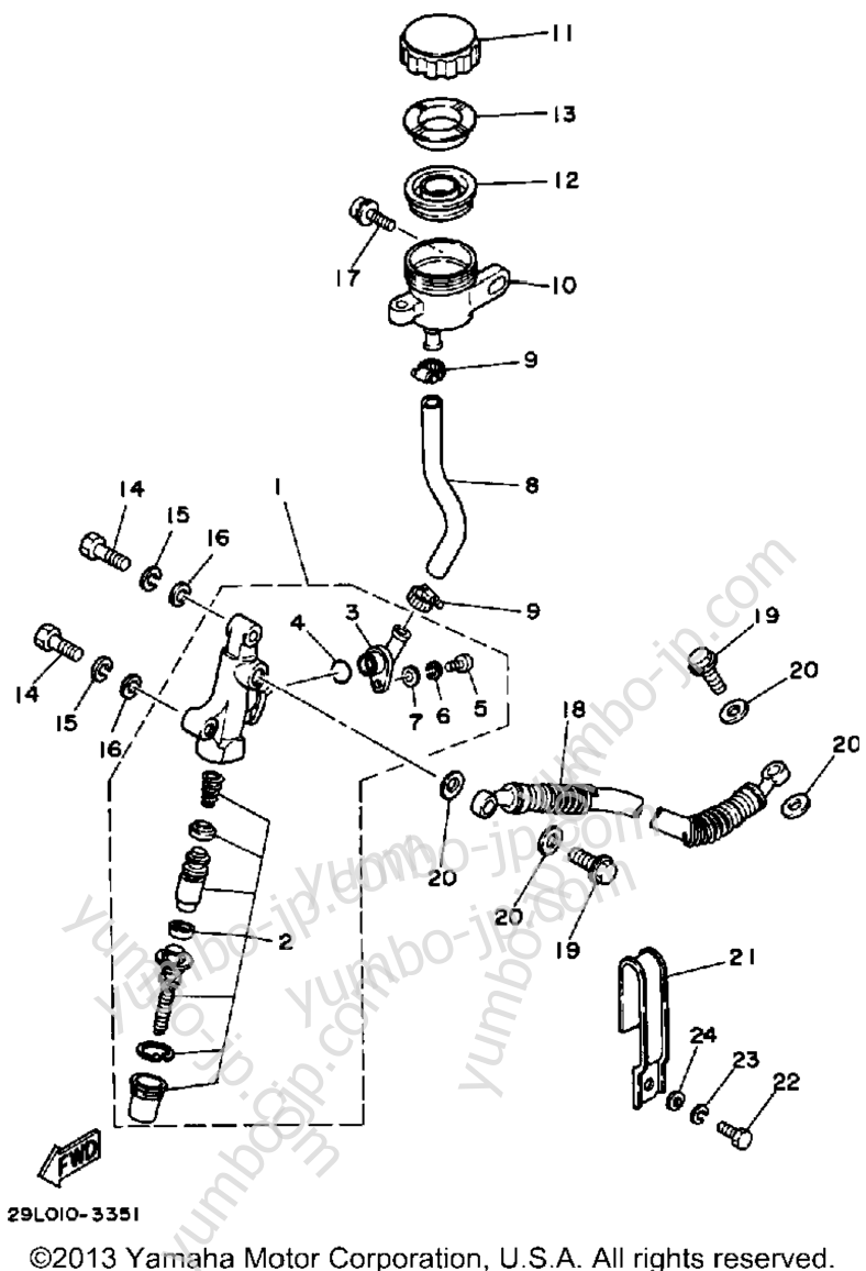 REAR MASTER CYLINDER for motorcycles YAMAHA RZ350L 1984 year