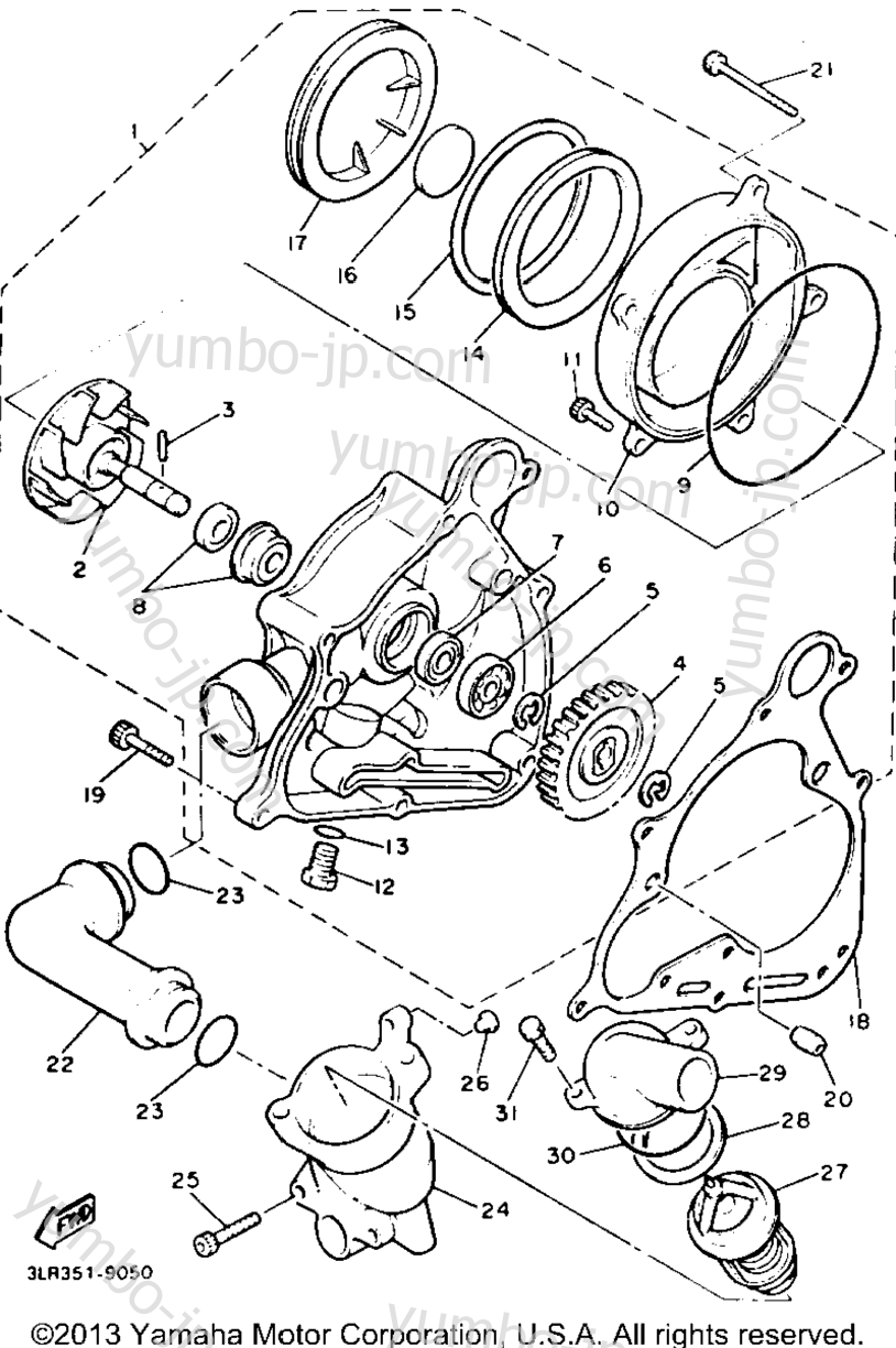 WATER PUMP for motorcycles YAMAHA V-MAX 1200 (VMX12A) 1990 year