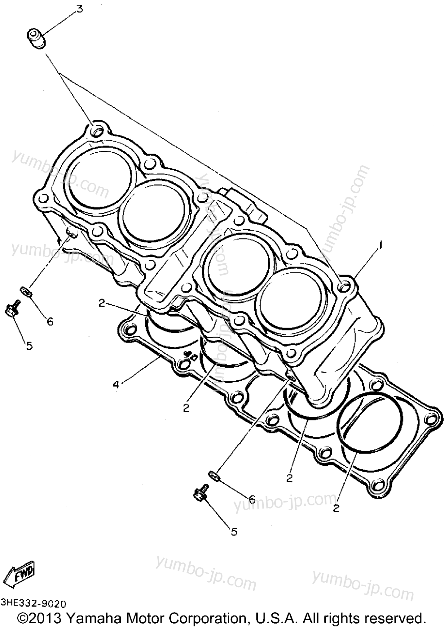 CYLINDER for motorcycles YAMAHA FZR600RFC 1994 year