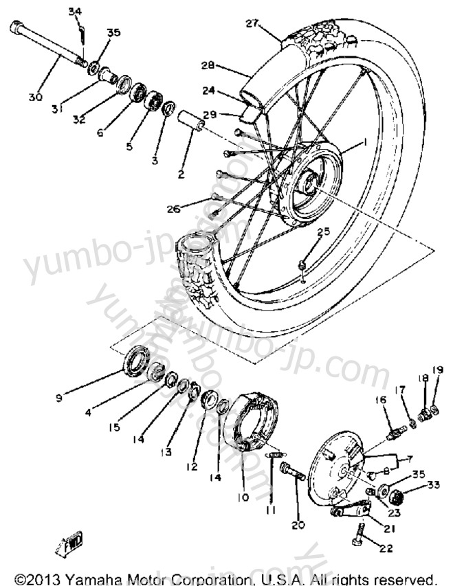 FRONT WHEEL for motorcycles YAMAHA XT250H 1981 year