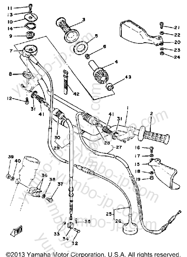 Handlebar-Cable for motorcycles YAMAHA IT465H 1981 year