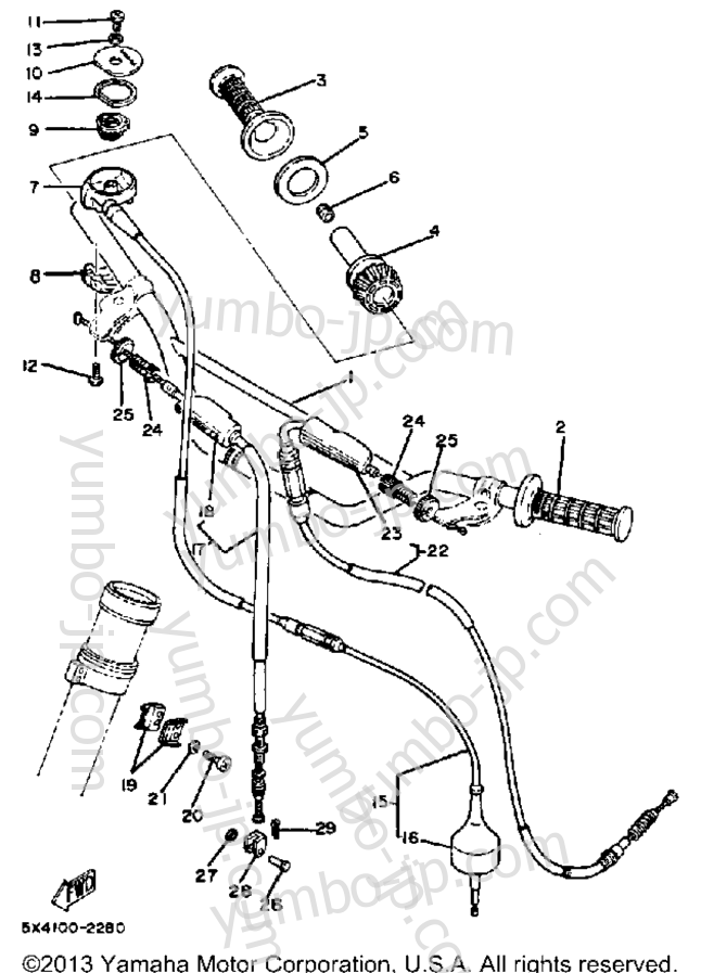 Handlebar-Cable для мотоциклов YAMAHA YZ125J 1982 г.