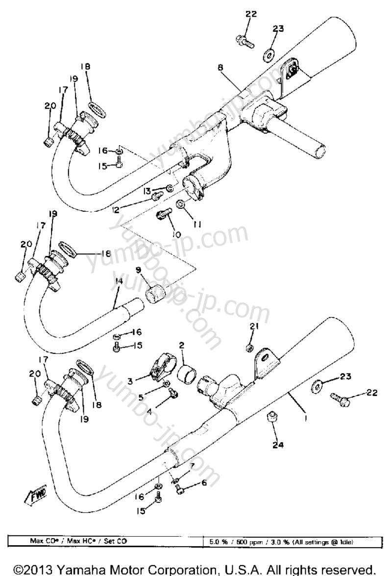 Exhaust for motorcycles YAMAHA XS850SH 1981 year