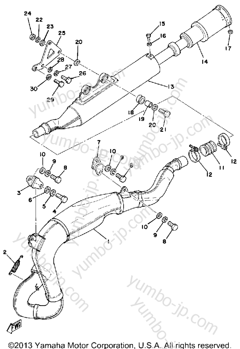 Exhaust for motorcycles YAMAHA IT425G 1980 year