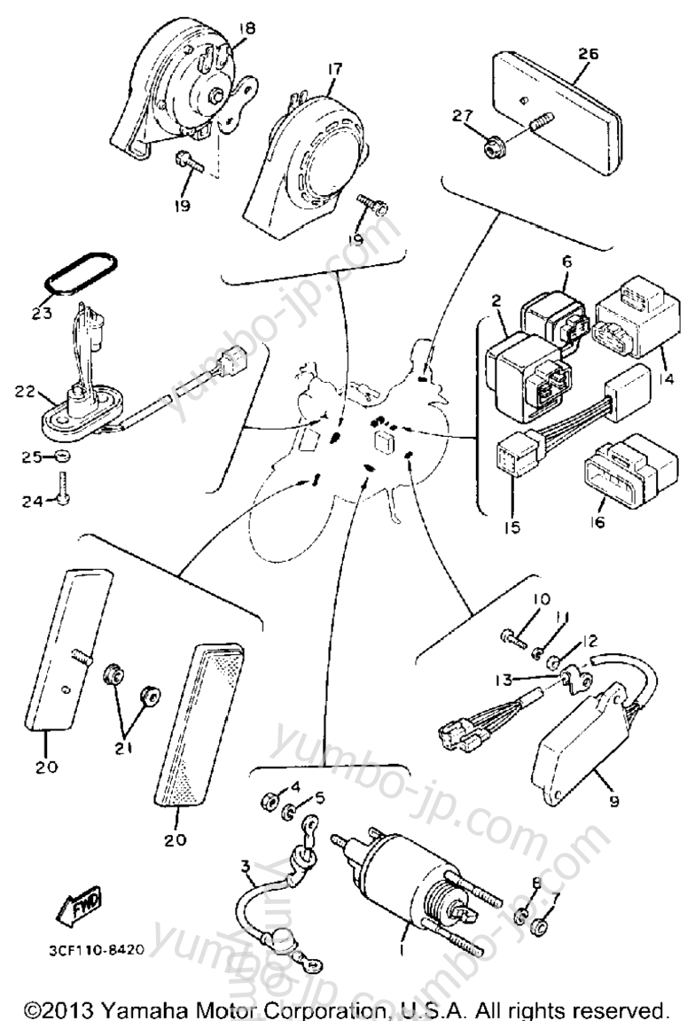 Electrical 2 for motorcycles YAMAHA VIRAGO 1100 (XV1100UC) CA 1988 year