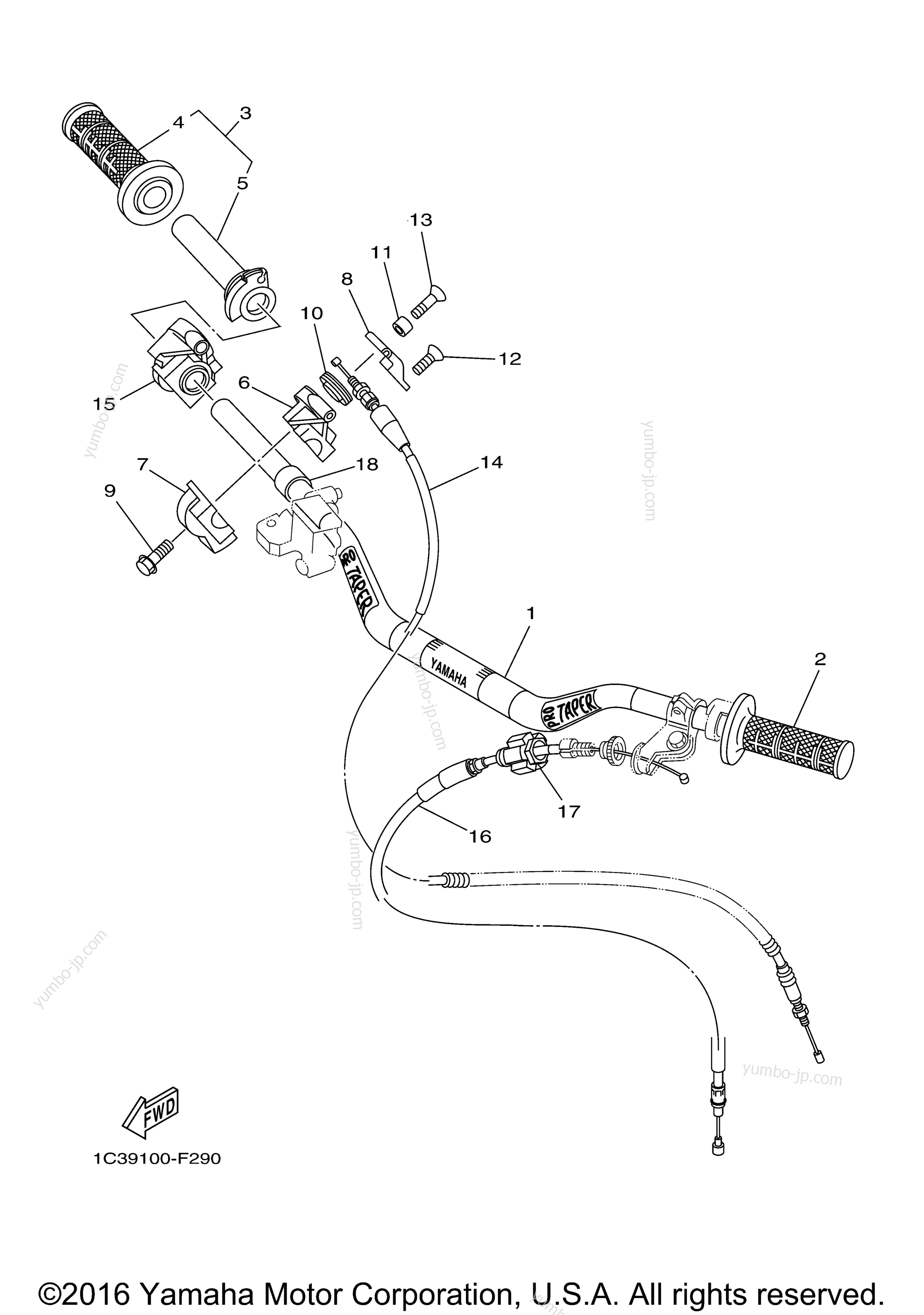 Steering Handle Cable для мотоциклов YAMAHA YZ250 (YZ250W1) 2007 г.